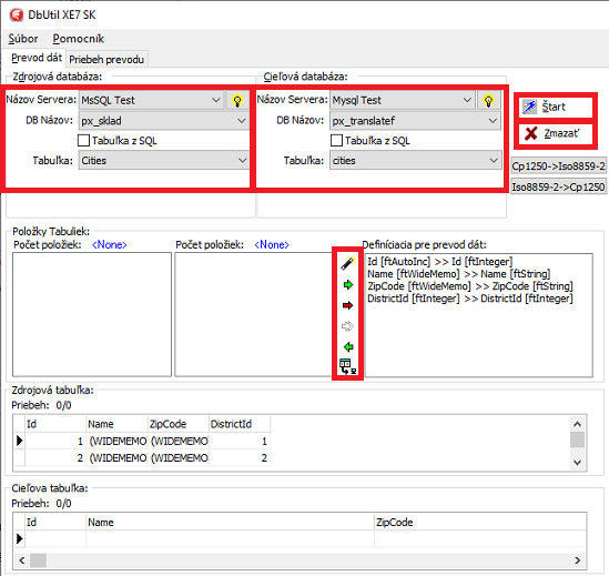 Obr�zok Prevod d�t, nastavenie parametrov